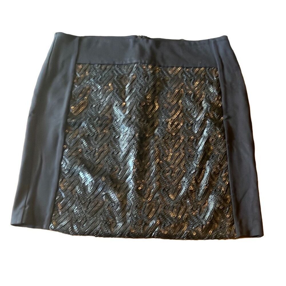 Cato Black Sequin Zigzag Mini Skirt 10 Stretch‎ Party Cocktail Date Night Sexy